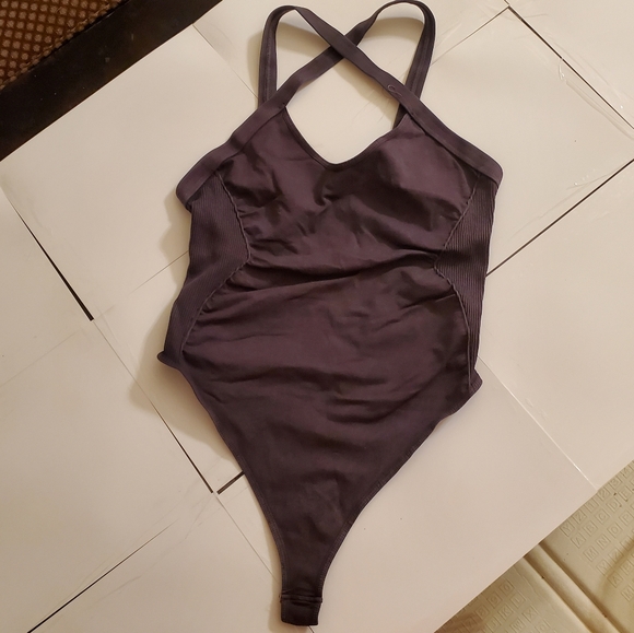 🤩New without tags free people washed black good karma bodysuit size M/L - Picture 5 of 9